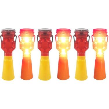 Imagem de Sinalizador Solar Viario Cone Sinalizaçao Kit 6 Uni Rua Estrada Rodovi