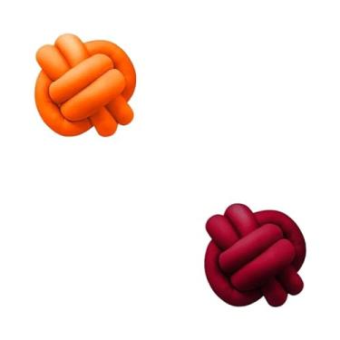 Imagem de Almofadas De Nó 28cm x 28cm Lindas Decorativas Sala Sofá Cama Cores (LARANJA E MARSALA)