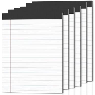 Imagem de Pacote com 6 blocos de notas pautadas de 21,6 x 28 cm de largura - 300 folhas (50/bloco) com bloco de notas microperfurado e listas de tarefas de papelão pautado grosso para escola e material de