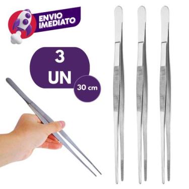 Imagem de Pinça Culinária 30cm Precisão Profissional Gastronomia Aço Inox Barten