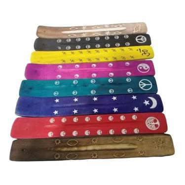 Imagem de 80 Incensários Porta Incenso Madeira Metal Canaleta