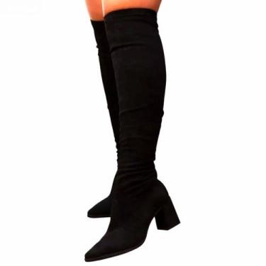 Imagem de Bota Quiz Cano Longo Em Camurça, 37, Preto