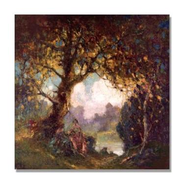 Imagem de Impressões de arte de romantismo, (verão indiano) por George Ames Aldrich, pôsteres de arte famosos, impressão de imagem retrô romântica decoração de parede. Apenas tela de 60 x 60 cm - 23,7 x 23,7