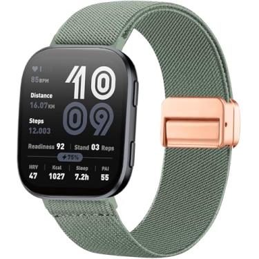 Imagem de Oanux Pulseira de relógio de nylon elástica magnética de 22 mm compatível com Amazfit Bip 6/Bip 5, pulseira esportiva elástica macia de substituição para Amazfit Helio/Balance 2/Balance e GTR 4/3 Pro