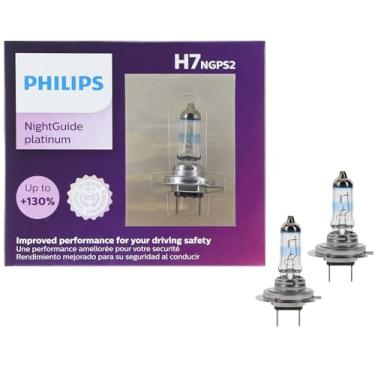 Imagem de Philips Automotive Lighting Lâmpada de farol automotivo H7 NightGuide Platinum Premium Upgrade, serve para posições selecionadas de farol alto, farol baixo e neblina (pacote com 2)