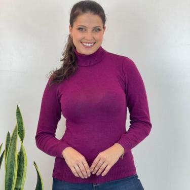 Imagem de Blusa De Frio Cacharrel Feminina Gola Alta Tricot - oem, Fúcsia