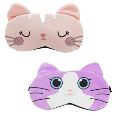 Imagem de Kit 2 Máscaras de Dormir Relaxante para os Olhos com Gel para Compressa Fria e Quente (Rosa + Lilás)