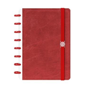 Imagem de Caderno De Disco Capa Dura Inteligente 80 Folhas Solid Touch(P (14 x 20 cm),Couro Vermelho)