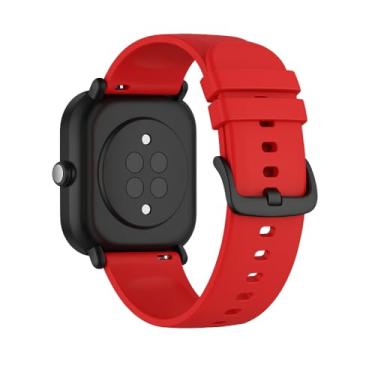 Imagem de Nandos-Store - Pulseira de Silicone NSmart compatível com Amazfit BIP - Amazfit Gtr 42mm - Active 40mm e 44mm - Galaxy Watch 42mm - Gear S2 Classic (Vermelha)