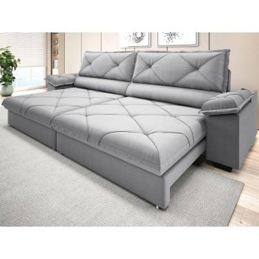 Imagem de Sofá com Carregador USB e Molas no Assento Retrátil Reclinável Nice 2,90m Linho Soft- NETSOFAS