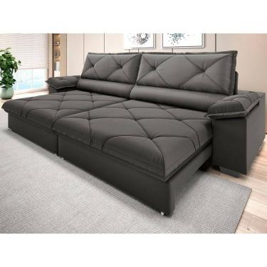 Imagem de Sofá com Carregador USB e Molas no Assento Retrátil Reclinável Nice 2,10m Velosuede - NETSOFAS