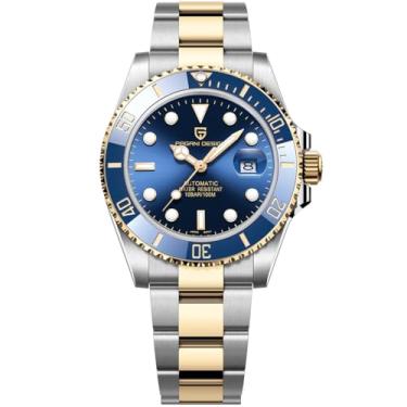 Imagem de Pagani Design PD1639 Relógio de pulso mecânico masculino com bisel de cerâmica, relógio automático, vidro safira, impermeável, 100 m, movimento japonês, NH35A, Pd1639-dourado azul-xxy, Relógio