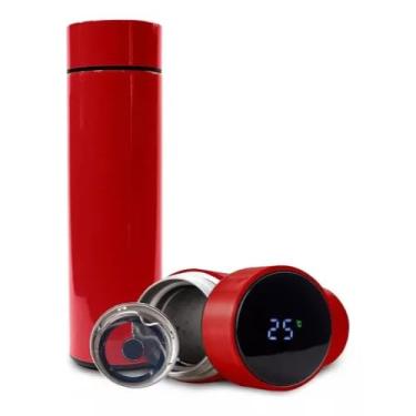 Imagem de Garrafa Térmica Inox A Vácuo Termômetro Display Led 500 ML Cor: Vermelho
