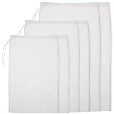 Imagem de Boao Pacote com 6 sacos de leite de nozes – Sacos reutilizáveis para coador de alimentos com cordão de nylon de malha fina, 3 tamanhos