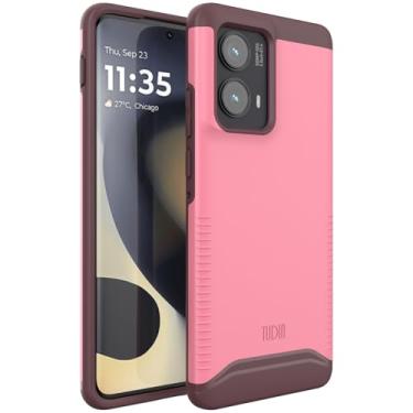Imagem de TUDIA Capa Merge [de grau militar] projetada para Motorola Edge 2024 5G - [Testada contra quedas] Capa protetora de camada dupla à prova de choque, fina, resistente, antiderrapante, resistente - rosa