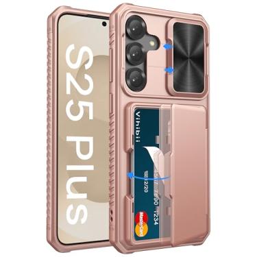 Imagem de Vihibii Capa para Samsung Galaxy S25+ Plus com suporte para cartão (4 cartões), [bloqueio RFID] e capa de câmera deslizante, proteção contra quedas de nível militar, capa carteira robusta para Galaxy