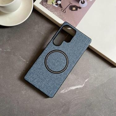 Imagem de YOGISU Capa magnética de couro TPU com estampa retrô para Samsung A56 (para Samsung A56/azul jeans)