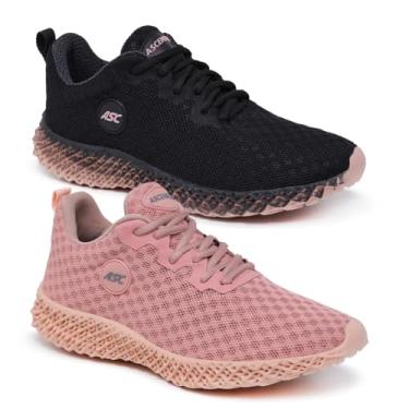 Imagem de Kit 2 Pares Tênis Ortopédico Feminino Ascension | Leve, Confortável – Para Caminhada, Academia e Uso Diário (Preto+Rose/Rose, BR, Adulto, Numérico, 36)