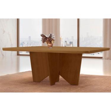 Imagem de Mesa de Sala Jantar Nevada c/ Tampo Madeirado c/ Canto Curvo 180X90cm Naturale/Naturale - Rufato