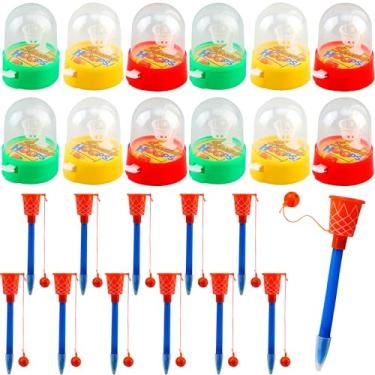 Imagem de Haconba 12 canetas de cesta de basquete e 12 peças de mini cesta de basquete para lembrancinhas de festa de aniversário, escola
