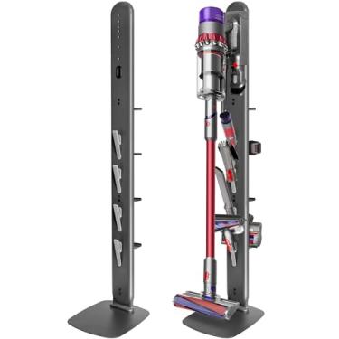 Imagem de boailydi Suporte de metal para aspirador de pó sem fio Dyson Gen5 V15 V12 V11 V10 V8 V7 V6 com 4 ganchos e 4 prateleiras, design de cabo oculto, suporte de anexo para aspiradores sem fio Dyson