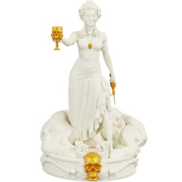 Imagem de Estátua Pombagira Rosa Caveira do Cemitério - Imagem Umbanda Candomblé (Cor Mármore Dourado)