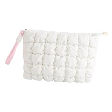 Imagem de Kokiya Bolsa de armazenamento de maquiagem de viagem, bolsa de cosméticos para loção, lápis de sobrancelha, base, Branco