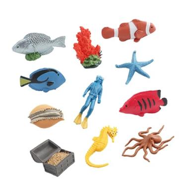 Imagem de simhoa 11 peças de figuras de vida marinha, criaturas marinhas, brinquedos, do mar, corais, figuras de vida subaquática realistas para lembrancinhas