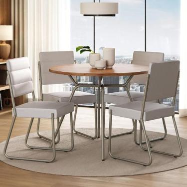 Imagem de Conjunto Sala de Jantar 4 Cadeiras San Francisco Carraro Prata