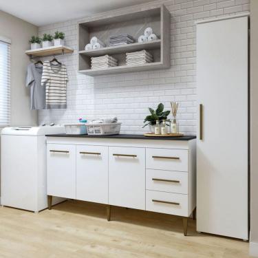 Imagem de Lavanderia Completa Osasco 4 Portas 3 Gavetas Branco - Kaiki Móveis