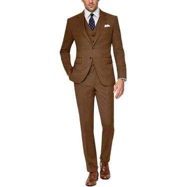 Imagem de Terno Masculino De 3 Peças Slim Fit Dois Botões Smoking Para Festa De Casamento De Negócios, Dark Brown, 50