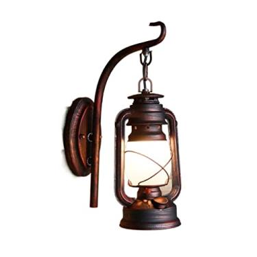 Imagem de Bhgfh Americano Vintage Lanterna De Vidro Cama Quarto Atmosfera Estudo Ferro Metal Luz Retro Ferro Forjado Lâmpada Corredor De Vidro Corredor, Sweep Red