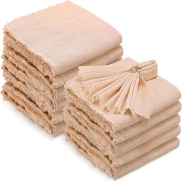 Imagem de 10/20 Pcs 32 * 32 Cm Guardanapos De Linho De Algodão Guardanapos Rústicos Guardanapos De Pano Guaze Guardanapos De Casamento Rústicos Guardanapos De Linho Rústicos Para, Peach Pink, 10PCS
