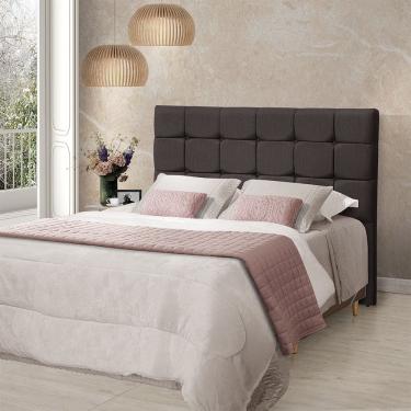 Imagem de Cabeceira Cama Casal Estofada 1,40 - Maia Linho Marrom