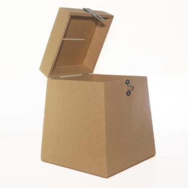 Imagem de Caixa urna cofre madeira mdf cru com fecho tamanho M - Berneck