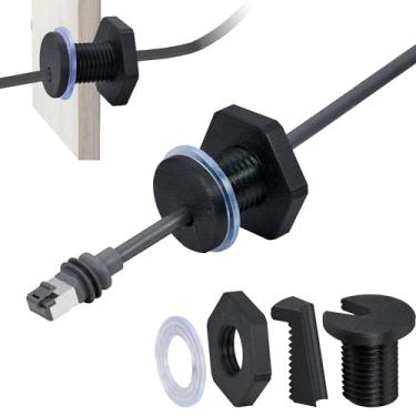 Imagem de Dikiwodark Passagem de cabo RV de 2 peças para Starlink mini, ilhó de cabo RV compatível com Starlink, Ethernet, coaxial, resistente à água e roteamento de cabo RV antiqueda (preto)