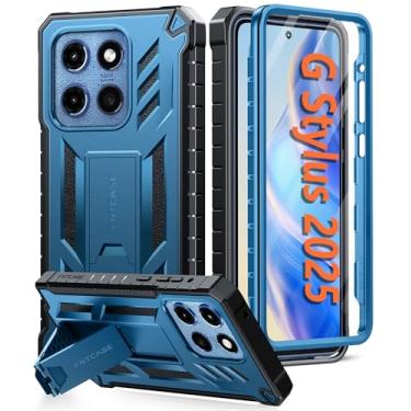 Imagem de FNTCASE Capa para Motorola Moto G-Stylus-5G-2025: capa móvel de proteção à prova de quedas de grau militar com suporte | Capa TPU resistente à prova de choque texturizada fosca para Moto G Stylus 2025