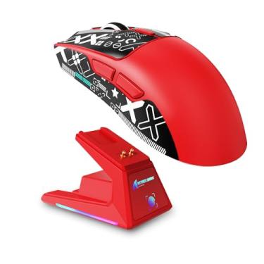 Imagem de Mouse para jogos X1 Superlight sem fio com base de carregamento magnético RGB, mouse para jogos sem fio BT/2,4G, sensor de jogos PAW3395PRO, 40000DPI, fita, mouse de escritório de 53 g para PC/Mac/Win