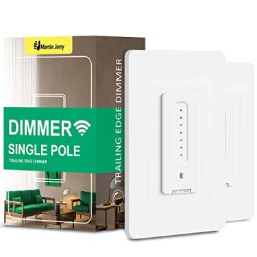 Imagem de Interruptor de dimmer inteligente pacote com 2 por Martin Jerry | Interruptor de luz regulador de borda trilha, controle de voz por Alexa, Google Home, SmartLife App, precisa de fios neutros, apenas WiFi 2,4 G