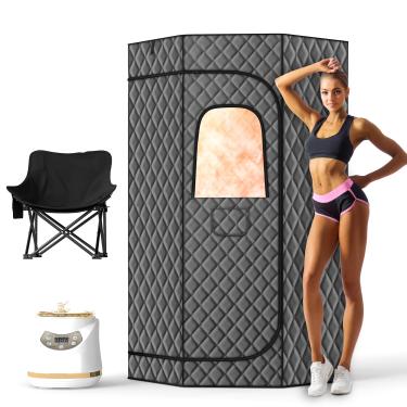 Imagem de springspa Sauna a vapor portátil para casa, sauna a vapor de 1,8 m para casa caixa de sauna com grande cadeira dobrável, vaporizador de 3 L 1500 W, pré-aquecimento de 6 minutos, controle remoto, 8 cm
