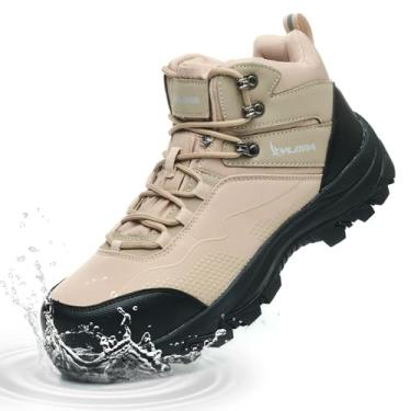 Imagem de Xyldra Botas de aço à prova d'água para homens, larga, antiderrapante, para trabalho, leves, antiderrapantes, sapatos de segurança, construção indestrutível, tênis de bico composto, cáqui preto, 41