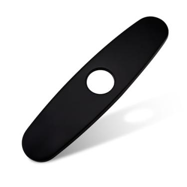 Imagem de Placa de torneira, tampa de furo de pia de 25 cm, placa de deck para banheiro ou cozinha de 1 ou 3 furos, placa de proteção de aço inoxidável, preto fosco, redondo