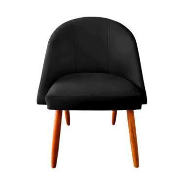 Imagem de Cadeira Poltrona Decorativa Lua Veludo Preto Para Mesa De Jantar Para 