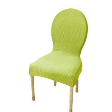 Imagem de Capa para cadeira com encosto redondo, jacquard, ajustável, tamanho grande, luxuosa, capa para assento, cadeira de jantar (1 peça, capa para cadeira/verde-grama)