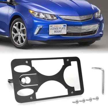 Imagem de Moldura frontal sem broca compatível com Chevy Volt | 2016-2020 Suporte de gancho de reboque para placa de carro antifurto Capas de etiqueta de carro à prova de ferrugem, acessórios de carro à prova