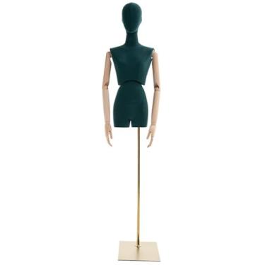 Imagem de Mannequin Expositor de roupas para manequins femininos, base de metal ajustável para cabeça e braço(Green)