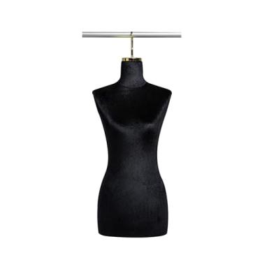 Imagem de Mannequin Torso de manequim suspenso em veludo preto, com ganchos de metal, manequim feminino que pode posar, exposto em vitrines(Golden Short Hook)