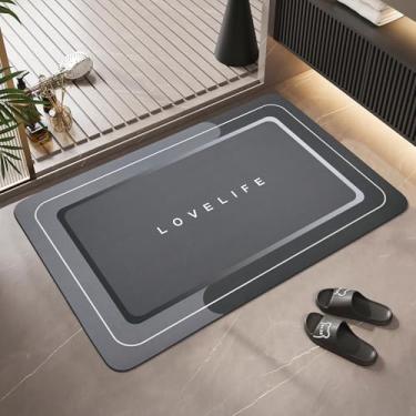 Imagem de YCTMALL Tapete de banho de borracha tapete absorvente de secagem rápida tapete antiderrapante fino tapete de banheiro seco instantâneo tapetes de banho mágicos para banheiro tapete de chão na frente