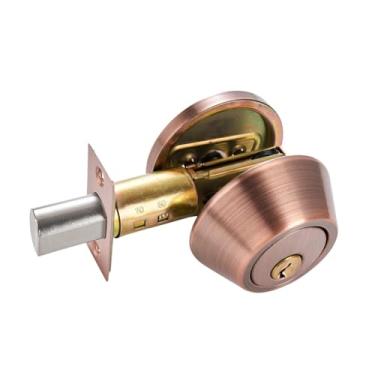 Imagem de Baoblaze Fechadura de porta de ferrolho único, ferragem de cilindro único, resistente, antirroubo, maçaneta de porta de entrada moderna com chaves para, Vermelho