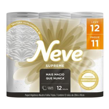 Imagem de Papel Higiênico Neve Supreme Neutro Folha Tripla Leve 12 Pague 11 Unid